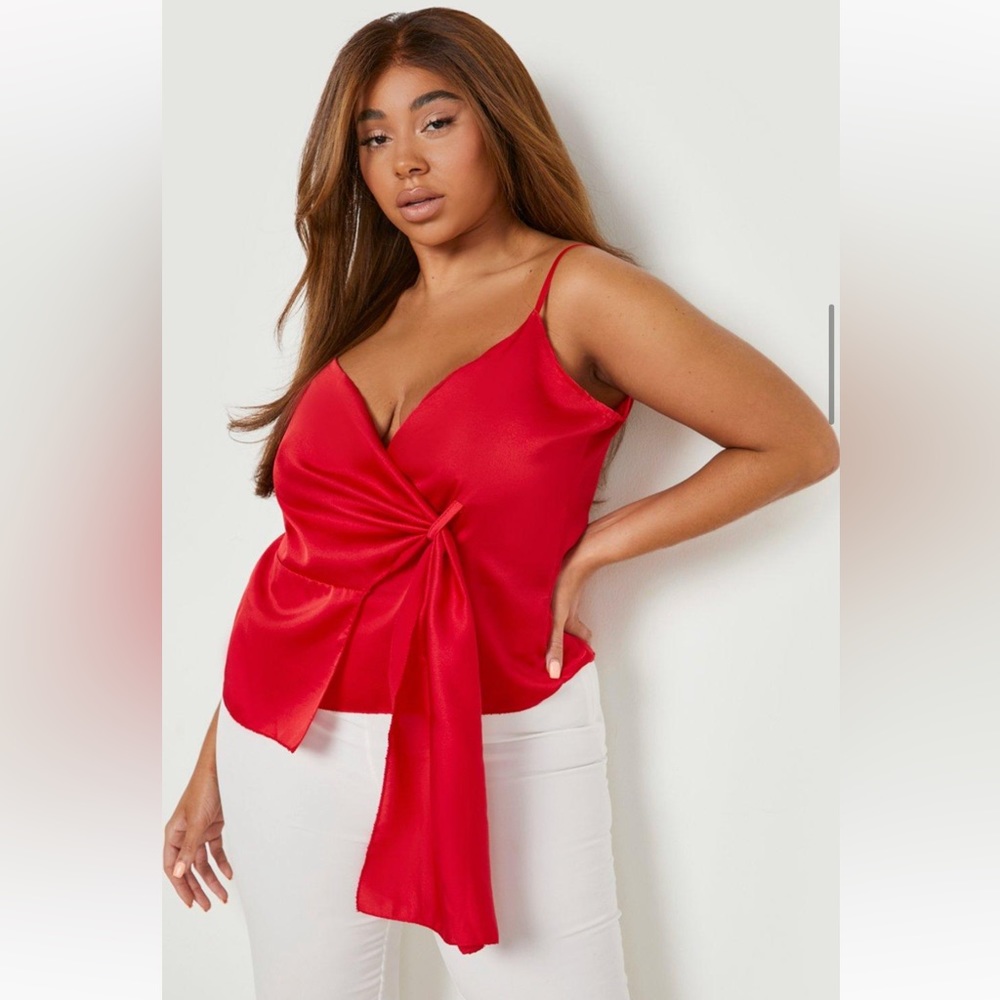 PLUS SATIN STRAPPY WRAP TIE TOP-brand new-size 24